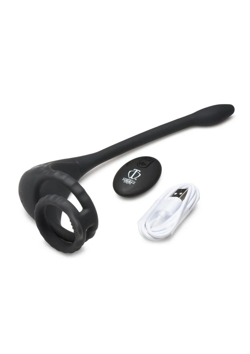 Trinity Men Vibrating Rechargeable Silicone Cock Ring and Anal Stimulator - Image 2