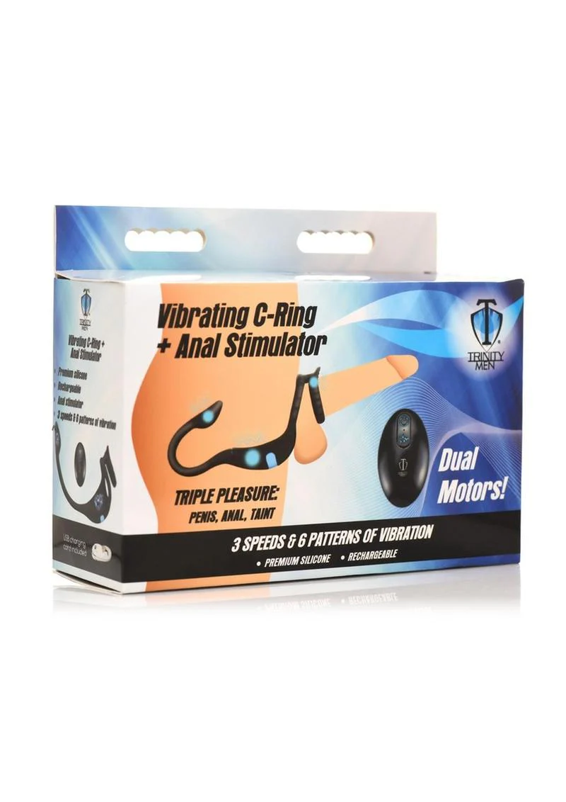Trinity Men Vibrating Rechargeable Silicone Cock Ring and Anal Stimulator - Image 4