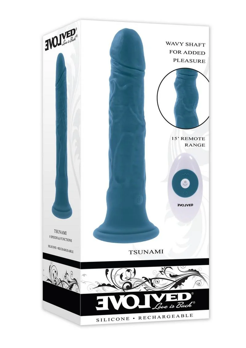 Tsunami Rechargeable Silicone Realistic Vibrator with Remote - Image 3