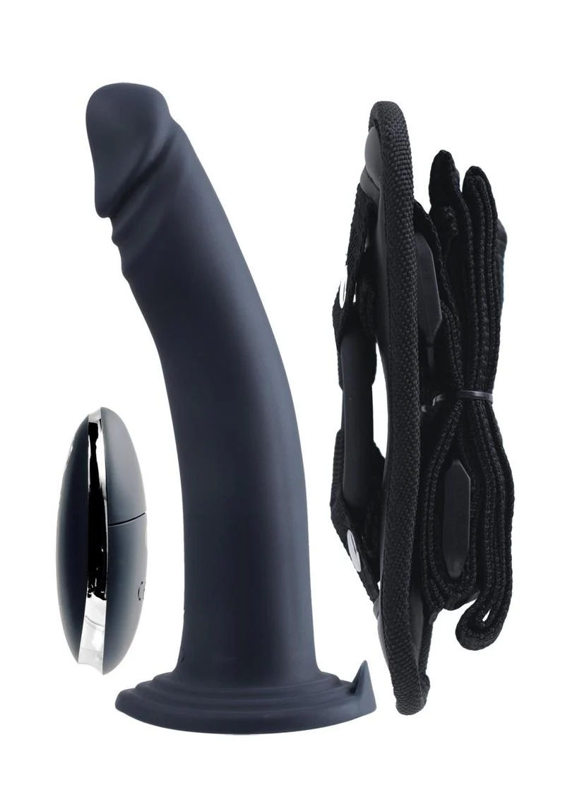 Vedo Diki Rechargeable Silicone Vibrating Dildo with Harness and Remote Control - Just - Image 3