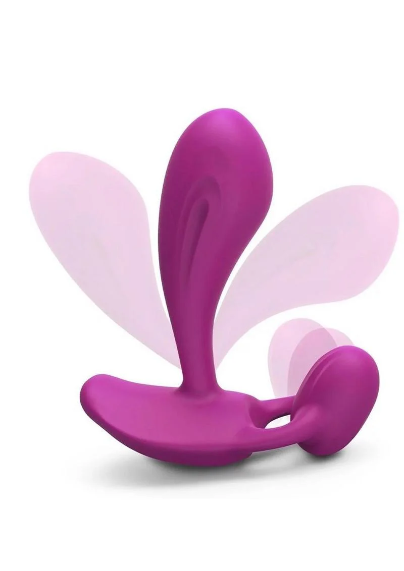Witty Rechargeable Silicone Vibrator with Clitoral Stimulator - Sweet Orchid - Image 4