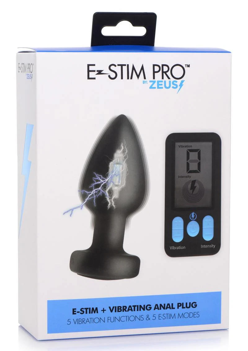 Zeus Vibrating and E-Stim Silicone Rechargeable Anal Plug with Remote Control - Image 3